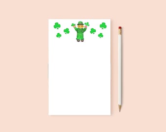 Saint Patrick's Day Notepad | Stationery Gift | Office Gift | Teacher Gift | Writing Pad | 75 Pages | Irish Gift | Shamrock Notepad