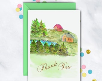 Country Hilltop Thank You Notecards | Thank You Notes | Note Set | Single | Set Of 8 Cards With Envelopes | Thank You Notes For Any Occasion