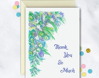 Lavender Floral Card | Thank You Note Card | Thank You Card | Single Card | Boxed Note Set | Set Of 8 Thank You Notes With Envelopes