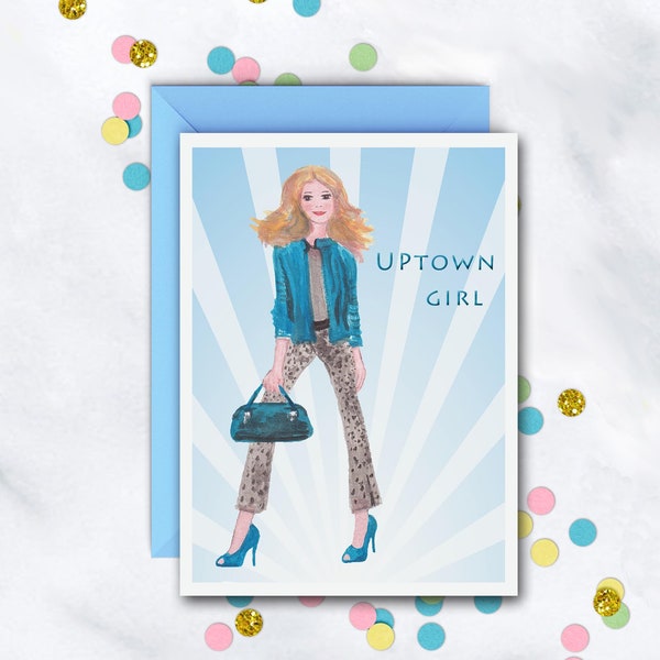 Uptown Girl Card | Birthday Card | New York City Girl Card | Everyday Card | Girl Birthday | Single Card | Set Of 8 Cards With Envelopes