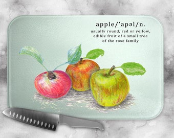 Glass Cutting Board | Apple Design | Serving & Charcuterie Platter | Kitchen Decor | Housewarming Gift