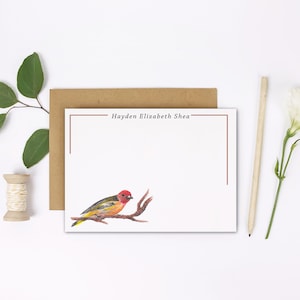 Red Finch Flat Note | Personalized Notes | Custom Notecards | Note Set | Personalized Stationery | Thank You Notes | Set of 10