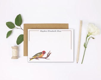 Red Finch Flat Note | Personalized Notes | Custom Notecards | Note Set | Personalized Stationery | Thank You Notes | Set of 10