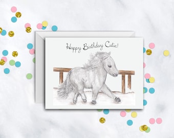 Birthday Pony Card | Happy Birthday Cutie Card | Horse Lover Birthday Card | For Someone Special | Blank Card With Envelope