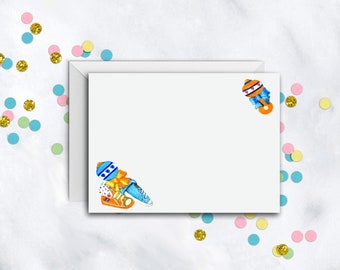 Baby Toys Flat Note | Notecards | Note Set | Stationery | Thank You Notes | Set of 10 | Baby Birthday Party Invitation | Baby Shower