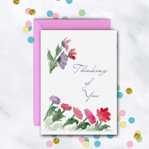 Pretty Flowers Card | Thinking Of You Note Card | Missing You Card | Friendship Note Card | Sympathy Card | Single Card | Greeting Card