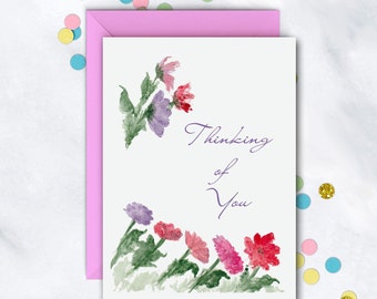 Pretty Flowers Card | Thinking Of You Note Card | Missing You Card | Friendship Note Card | Sympathy Card | Single Card | Greeting Card