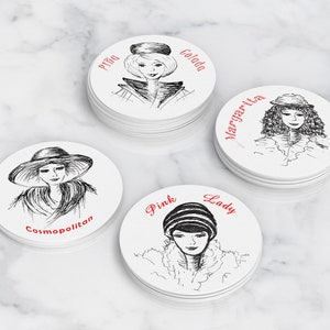 Chic Ladies Coasters | Drink Coasters Set | Housewarming Gift | Gift For Her | Set of 4 Coasters | Fashionable Model Coasters