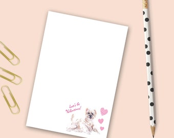 Valentine Puppy Notepad | Stationery Gift | Office Gift | Teacher Gift | Writing Pad | 75 Pages | Valentine's Day Gift | Pink Hearts Notepad