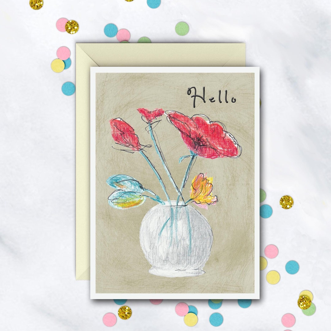 Hello Card | Thinking of You Note Card | Missing You Card | Friendship ...