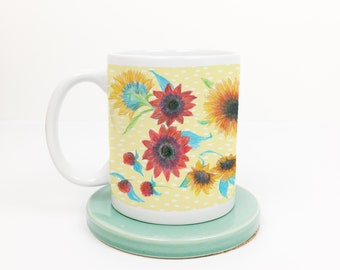 Sunflowers Mug | Floral Design Mug | Coffee Mug | Ceramic 11 oz. Mug With Handle