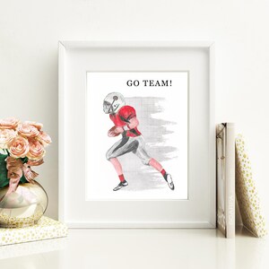 Go Team Art Print | Home Décor | Wall Art | 8x10 Art Print | Wall Art For Football Players | Children&#39;s Football Print