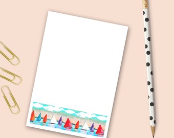 Sails Notepad | Stationery Gift | Office Gift | Teacher Gift | Writing Pad | 75 Pages | Summer Notepad