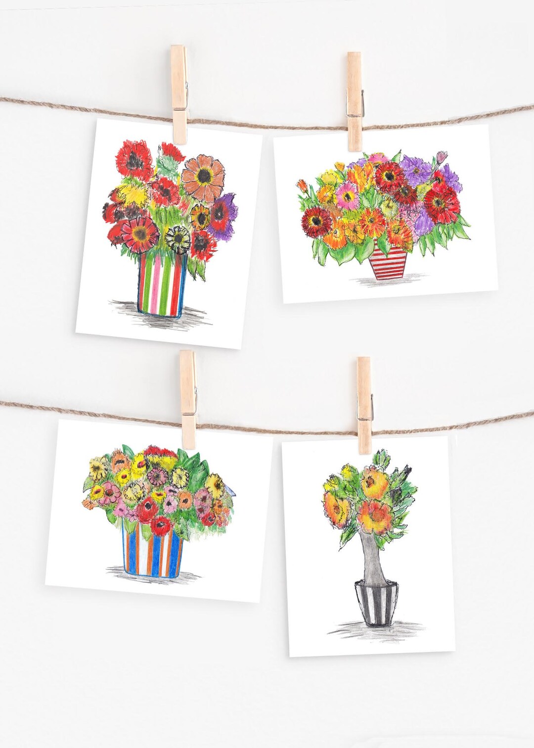Floral Note Set | Assorted Floral Notecards | Notecard Set With ...
