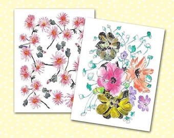 Floral Pocket Notebooks | Small Notebooks | Mini Writing Notepad | Flower Design Notebook | Set of 2