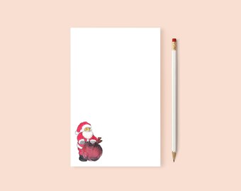 Santa Claus Notepad | Stationery Gift | Office Gift | Teacher Gift | Writing Pad | 75 Pages | Christmas Gift | Holiday Season Notepad