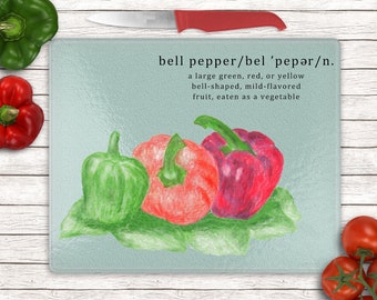 Glass Cutting Board | Pepper Design | Serving & Charcuterie Platter | Kitchen Decor | Housewarming Gift
