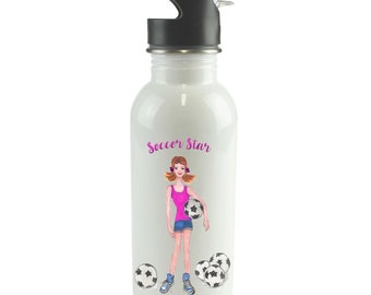 Personalized Water Bottle | Soccer Player | Custom Insulated Bottle | Gift For Soccer Girl  | Personalized Water Bottle With Lid And Straw