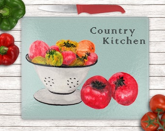 Glass Cutting Board | Country Kitchen Design | Serving & Charcuterie Platter | Kitchen Decor | Housewarming Gift