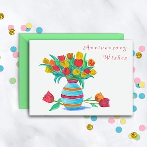 Anniversary Wishes Card | Anniversary Card For Husband or Wife | Cute Gift For Anniversary | Blank Card With Green Envelope