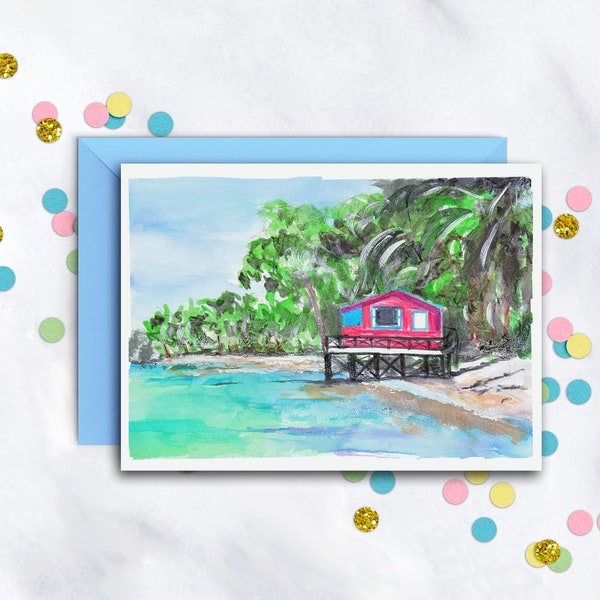 Beach Hut Card | Blank Note Card | Everyday Card | Summer Cabin Card | Thank You Note Set | Single Card | Set Of 8 Notes With Envelopes