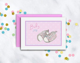 Baby Sneakers Card | Welcome New Baby Card | Baby Shower Gift | Baby Girl Gift | New Baby Congratulations Card | Blank Card