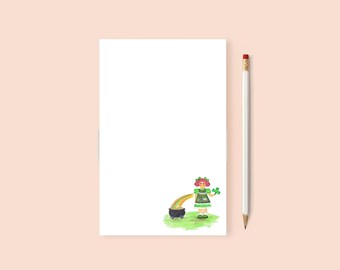 Saint Patrick's Day Pot Of Gold Notepad | Stationery Gift | Office Gift | Teacher Gift | Writing Pad | 75 Pages | Irish Shamrock Notepad