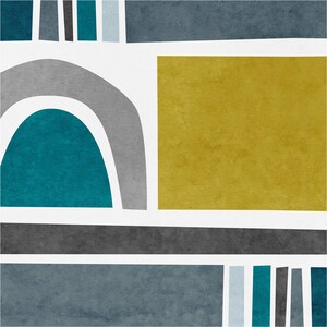 Modern Abstract Wall Art Print Teal and Yellow Living Room - Etsy