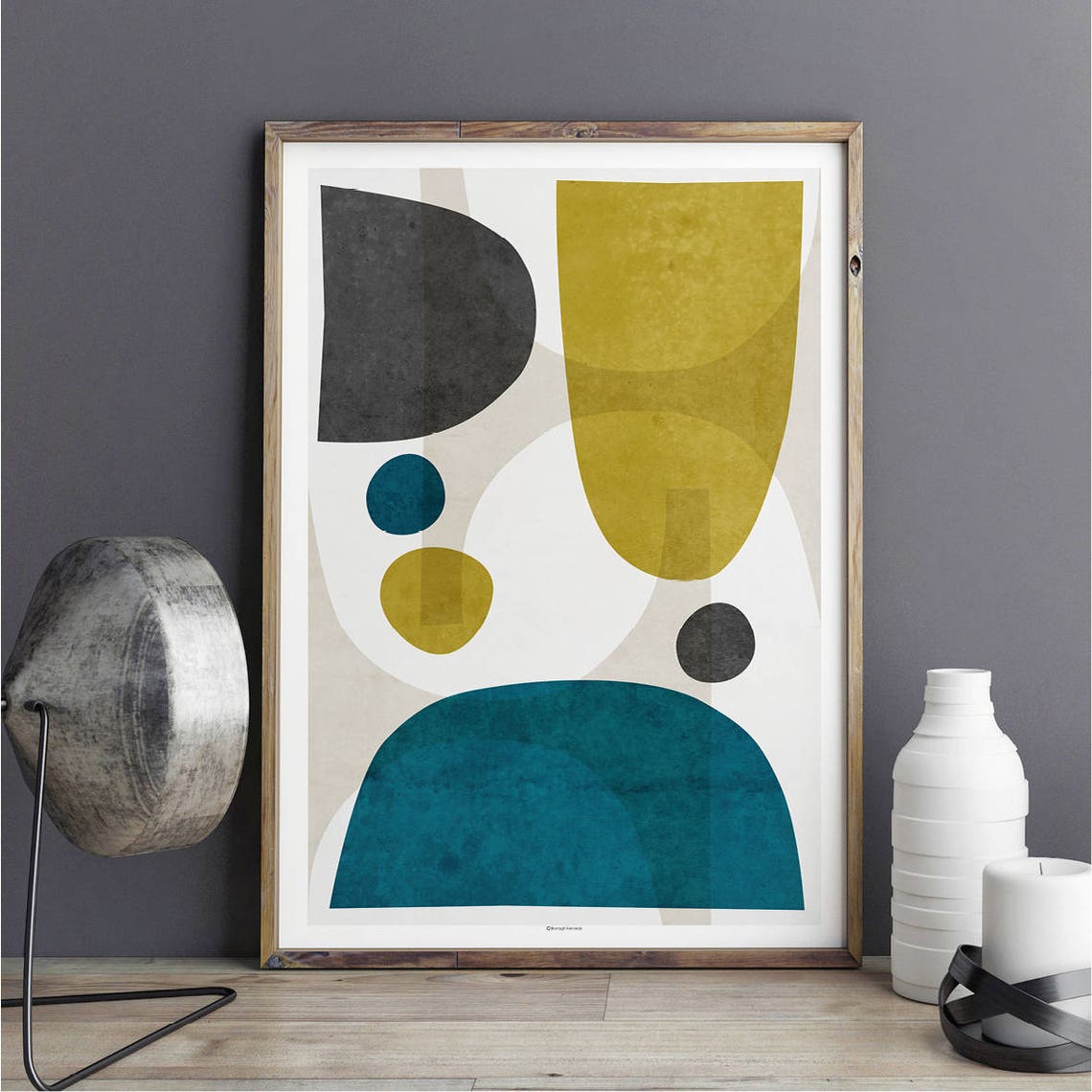 Mustard and Teal Abstract Living Room Wall Art Prints Fine Etsy