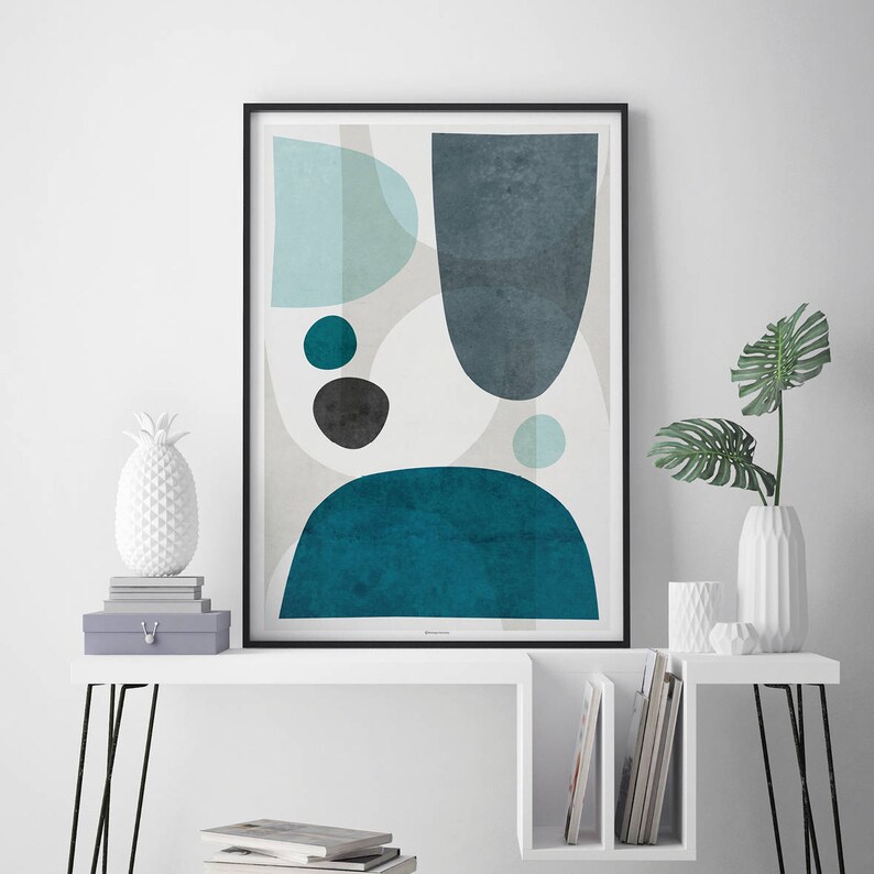 Minimalist Wall Art Abstract Art Print Blue Grey Art Etsy UK
