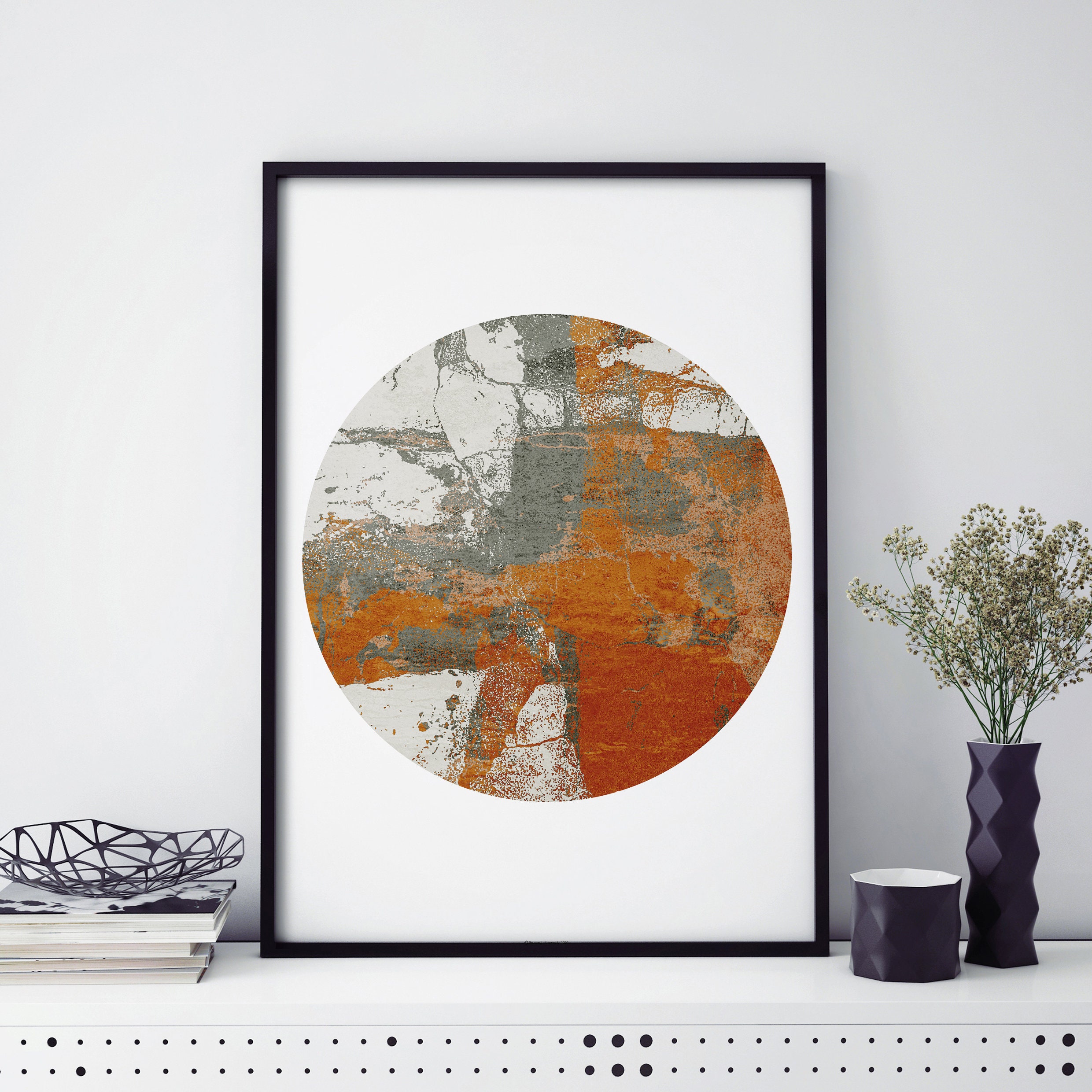 Burnt Orange Living Room Wall Art Prints Modern Abstract Etsy
