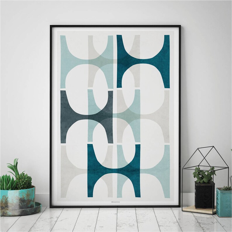 Blue Wall Art Set of 3 Abstract Art Prints Modern Wall Art Etsy UK