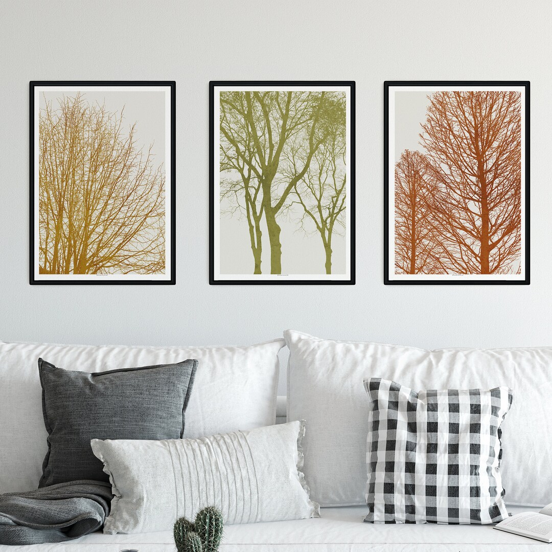 Gallery Wall Set of 3 Tree Art Prints Tree Silhouettes - Etsy UK