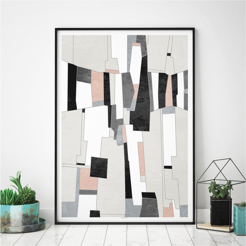 Pink and Grey Wall Art Large Abstract Art Print Modern Art Etsy UK