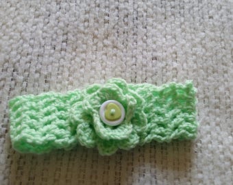 Crochet Baby's Headband, Silly Spirit Color Headband, Light Orange Headband, Headband with flower. Ready To Ship.