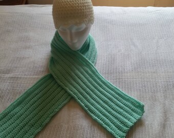 Cachecol de crochê, cachecol verde pastel, roupa de inverno, presente para ela, ideia de presente para ele, cachecol unissex, aquecedor de pescoço, cachecol macio, pronto para envio.
