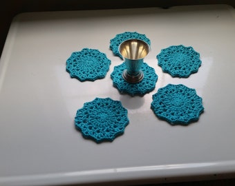 Gehaakte katoenen onderzetters, onderzetter mod blauwe kleur, gastvrouw cadeau, verwarmend cadeau. Klaar voor verzending.