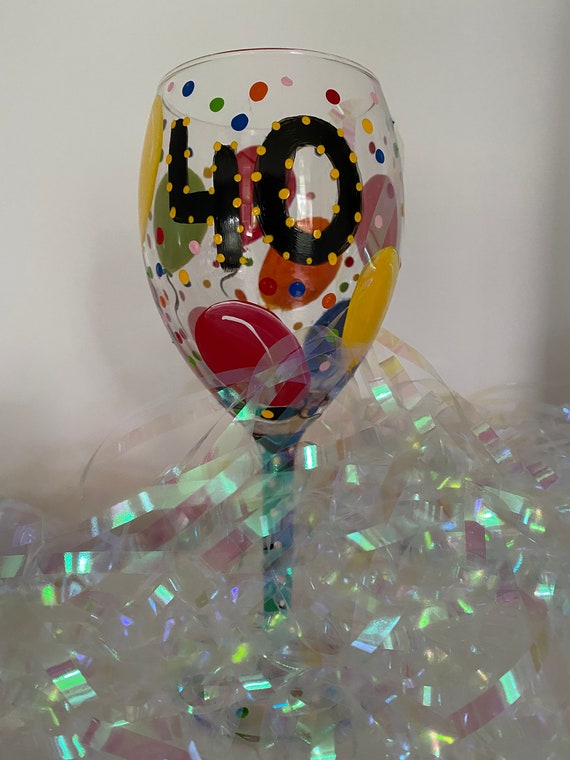Happy 40th Birthday Wine Glass - Etsy