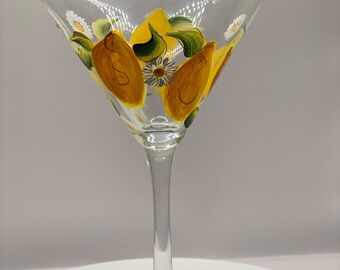Lemon painted Martini Glass
