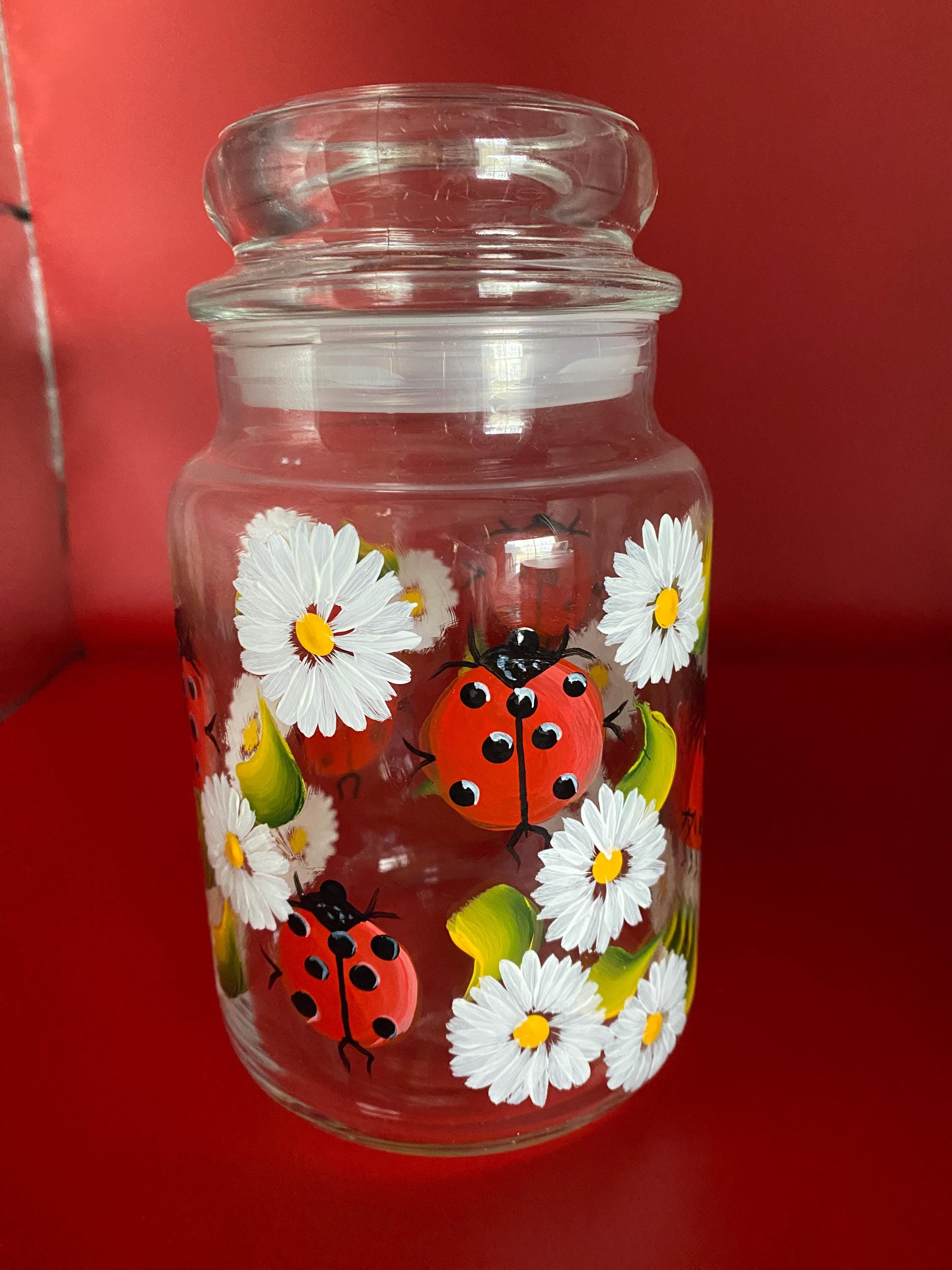 Ladybug Painted Jar - Etsy