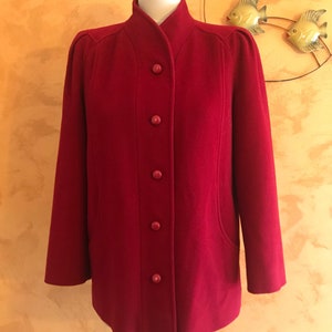 Vintage 1980s does 1940s Burgundy Red Wool Coat Jacket - Size S/M