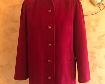 Chaqueta de lana burdeos y roja vintage de los años 80 y 40 (talla S/M)