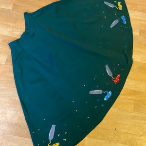 Vintage 1950s Style Novelty Print Handpainted Silk Paneled Skirt Made in Italy - Size M