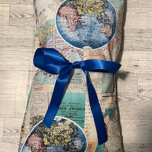 Coussin chauffant au maïs pour micro-ondes, carte du monde pour le chauffage du maïs au micro-ondes