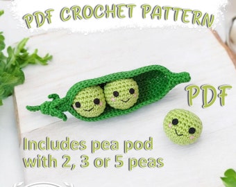 Crochet Pea Pod Pattern: Amigurumi Play Food (PDF Digital Download)