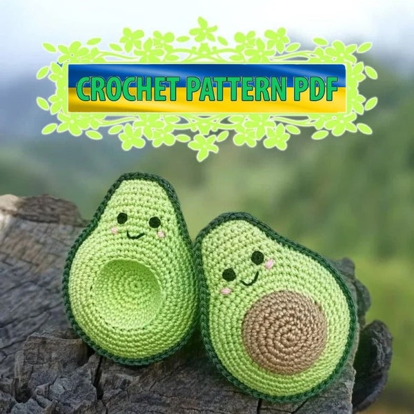 Crochet avocado pattern,  Crochet food pattern, PDF Digital Download, amigurumi play food pattern, christmas ornament, diy gift