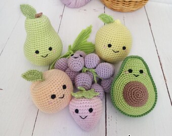 Jouets éducatifs Montessori jouets bébé ensemble 6 pcs crochet fruits Eco jouets Crochet nourriture Kawaii fruits Faire semblant de jouer Félicitations cadeau de grossesse