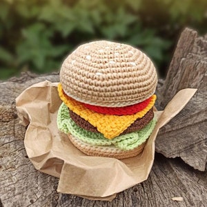 Crochet Hamburger: Amigurumi Burger Pretend Food, Kitchen Decor