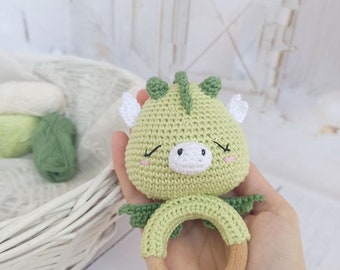 Baby shower gift Merry Christmas baby rattle crochet toy green dragon gift box Christmas shower basket idea Cute kid baby pregnancy