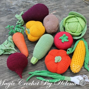 Montessori Crochet Vegetable Toys SET of 11: Sensory Learning Gift, Pretend play food